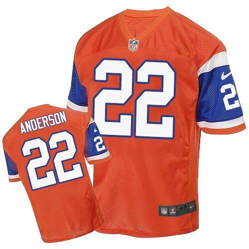 Nike Broncos #22 C.J. Anderson Orange Throwback Men's Stitched NFL Elite Jersey - Click Image to Close